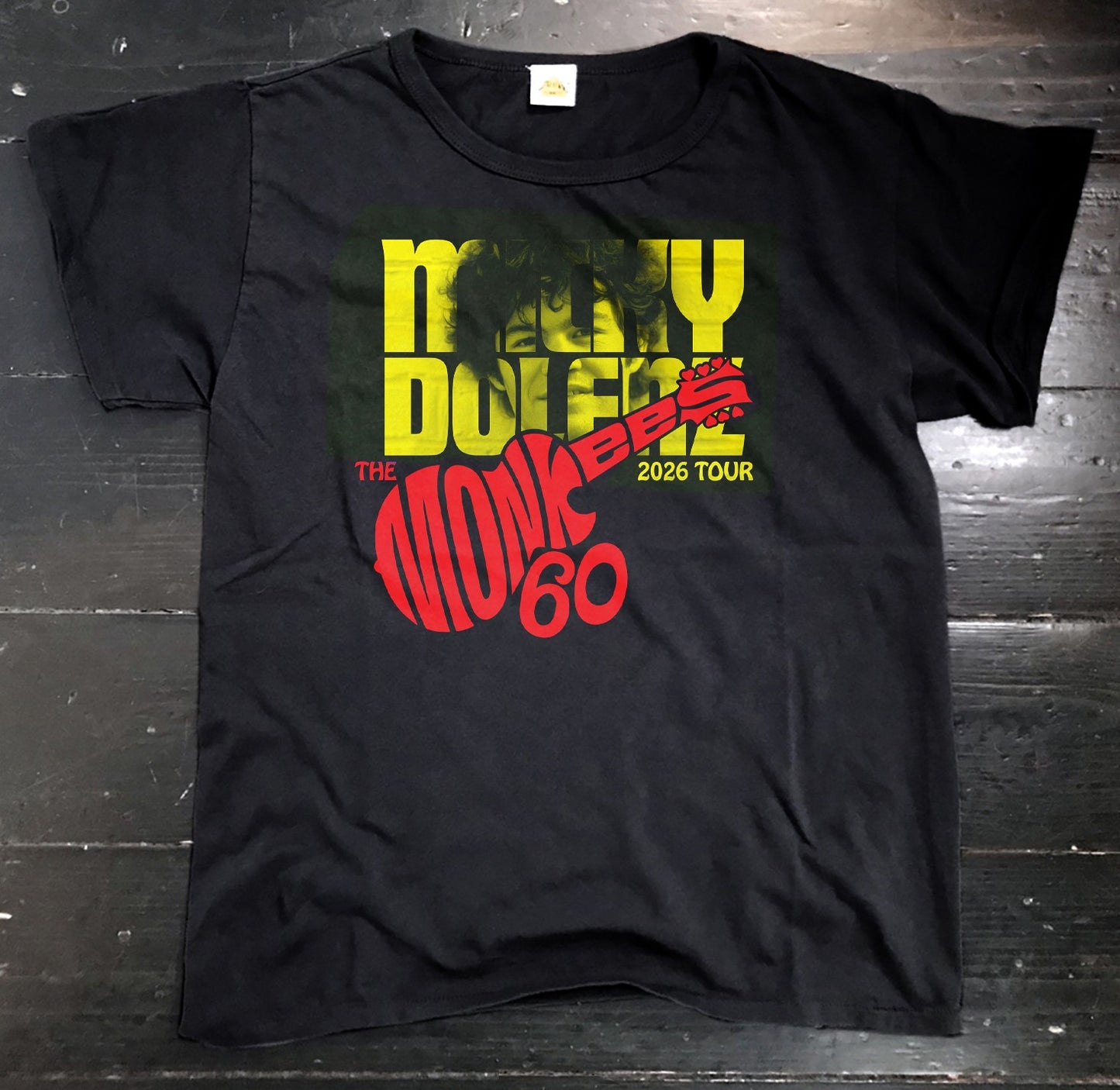 T-Shirt ''Monkees 60th Anniversary" Short Sleeve T-shirt - Choose between Black/Blue or Black/Yellow (Comes W/out signature tag)