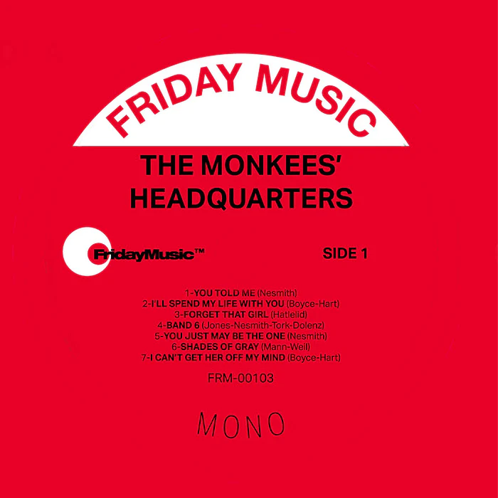 Vinyl -The Monkees 'Headquarters' LP (Translucent Blue or Red Vinyl/55th Anniversary Mono Edition) & Monkees Headquarter's Studio 8 x 10 both Signed and Personalized by Micky