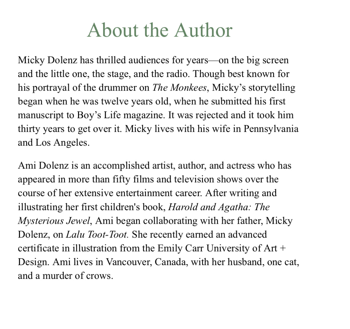 Book: 'Lalu Toot Toot'- By Micky Dolenz & Ami Dolenz (Books signed by Micky & Ami and personalized to the name of your choice) - Introductory Offer until 11/16 includes signed 8x10 of Micky & Ami and special pricing of $44.95