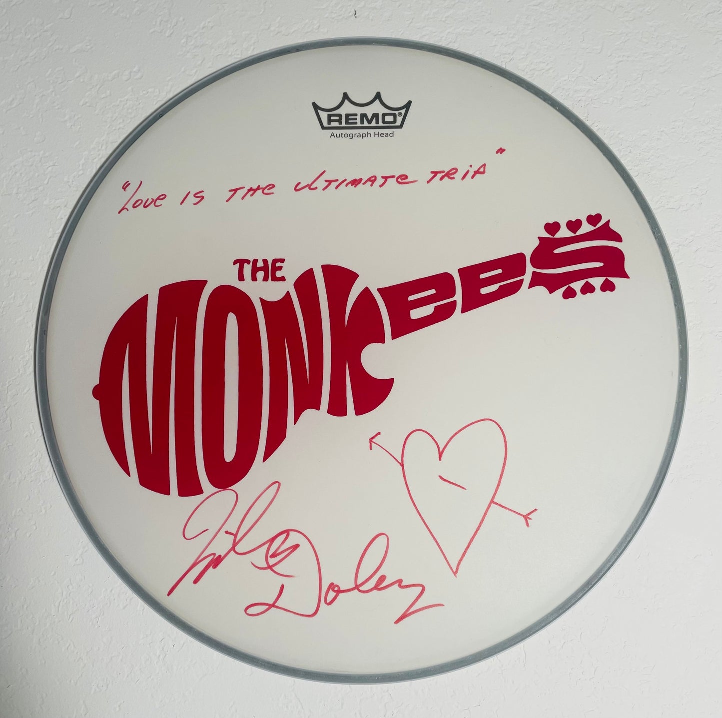 Drumhead: Logo Drumhead 'Groovy Button Themed' - Personalized & Signed by Micky